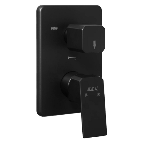 Смеситель для ванны 3 режима (внешняя часть) E.C.A. Tiera 102167305C1EX-K черный матовый