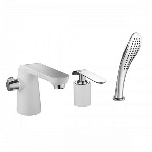 Смеситель на борт ванны 3 отв Lemark Melange LM4947CW хром-белый