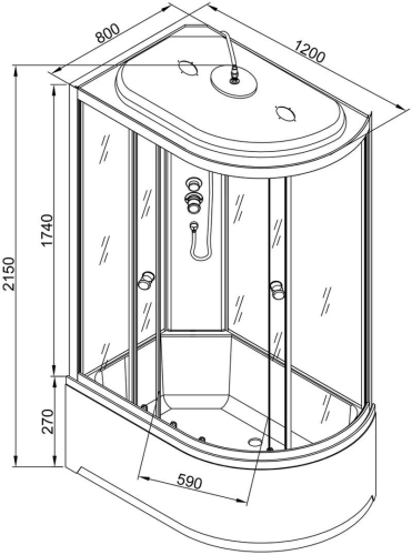 Душевая кабина AvaCan 720 L 120*80 с гидромассажем сборка без силикона фото 9