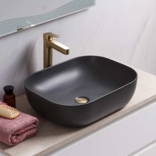 Раковина накладная Belbagno BB1302-H311 500х400х140мм, серый матовый