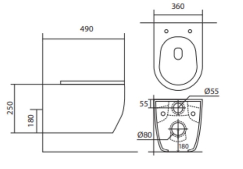 Унитаз подвесной безободковый Aquatek Европа AQ1106-00  тонкое сиденье с м/л фото 2