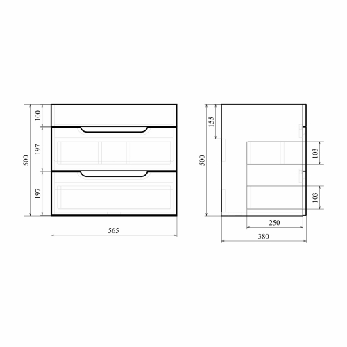 Тумба с умывальником Мирсант Soho Quadro 60/2 - Fest (узкая) подвесная, с доводчиком фото 5