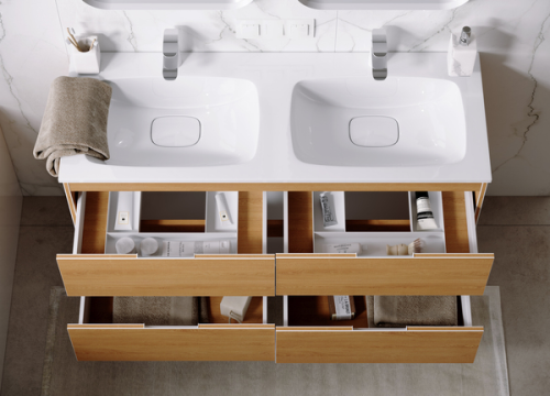 Тумба с двумя раковинами Aqwella Accent 120 подвесная дуб золотой фото 4