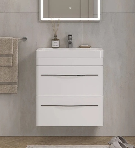 Тумба с умывальником Velvex Jill 60, 80 подвесная, белая матовая