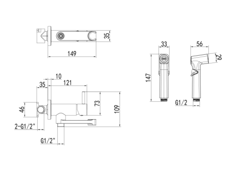 Смеситель скрытого монтажа с гигиеническим душем Aquatek Ника AQ1819BGM, оружейная сталь фото 6