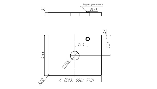 Столешница Velvex invisible line IL 60, 70, 80, 90, 100 белая, шатанэ фото 4
