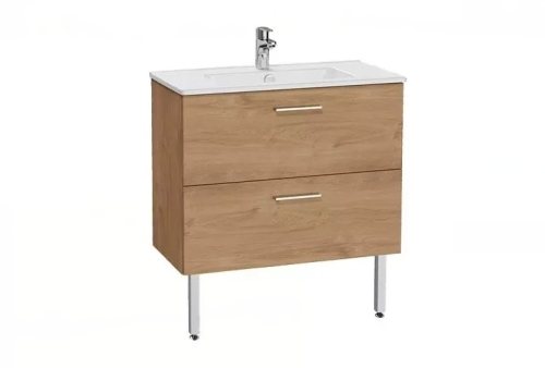 Тумба с раковиной Vitra Mia 80 золотой дуб, подвесная/напольная