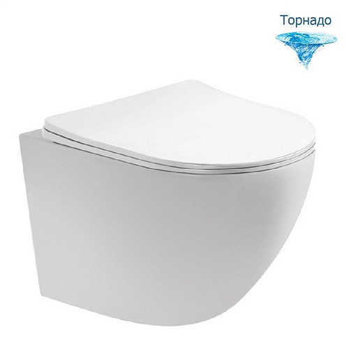Унитаз подвесной безободковый Aquatek Европа AQ1900T-00, сиденье с м/л смыв Tornado
