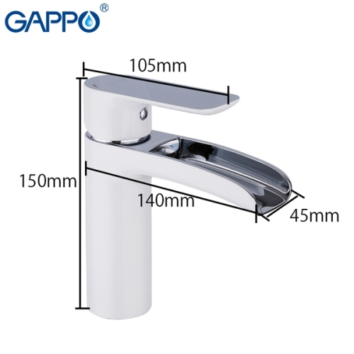 Смеситель с каскадным изливом для раковины Gappo Noar G1048-8 белый/хром фото 3