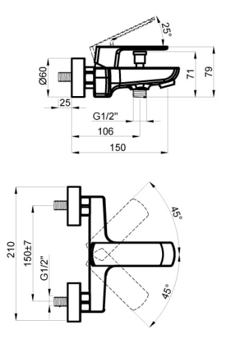 Смеситель для ванны Azario Atri AZ-15960501 хром фото 2