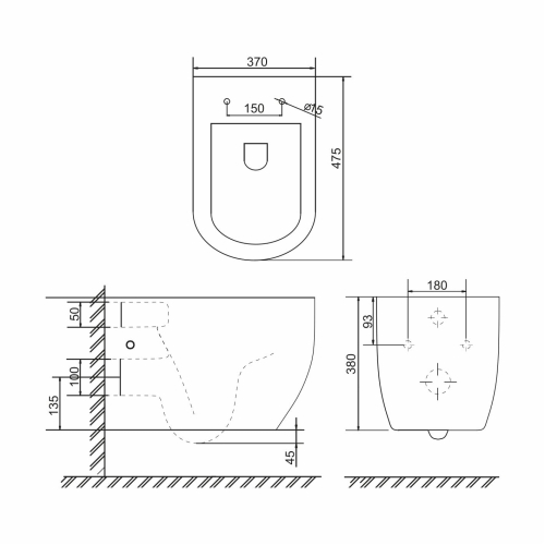 Унитаз подвесной безободковый SOLE PANDORA 2 Black черный матовый фото 7