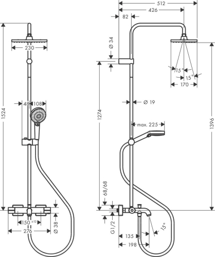 Душевая система с термостатом и изливом Hansgrohe Vernis Shape Showerpipe 230 1jet 26284000 хром фото 2