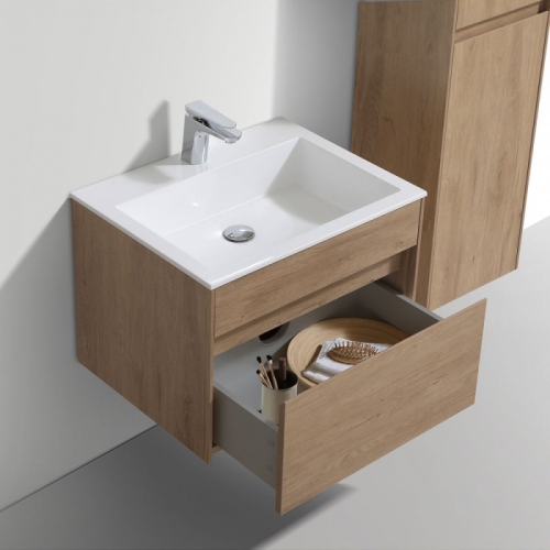 Тумба с раковиной Vincea Chiara 60, 80, 100 N.Oak Натуральный Дуб, подвесная, раковина белая фото 5