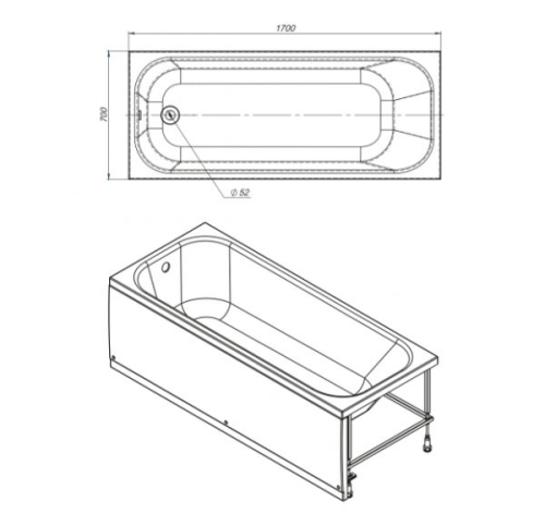 Ванна акриловая Mirsant Анапа 170*70 фото 2
