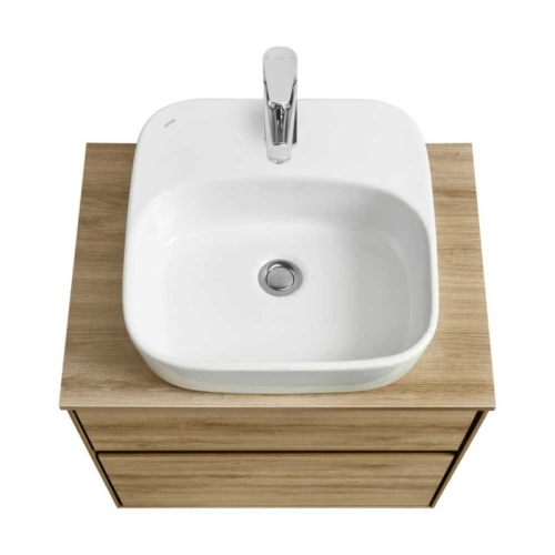 Тумба под раковину Aquaton Либерти 60, 75 Дуб Эльвезия, белая столешница фото 5