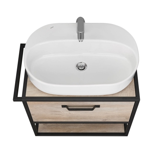 Тумба с раковиной Одри Round Aquaton Лофт Фабрик 65, 80 Дуб Эндгрейн фото 3