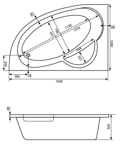 Акриловая ванна Santek Шри-Ланка 150*100 R/L фото 3