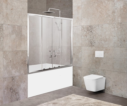 Душевая шторка на ванну Bel Bagno Unique-VF-2 150/180 стекло прозрачное, Punto, мат