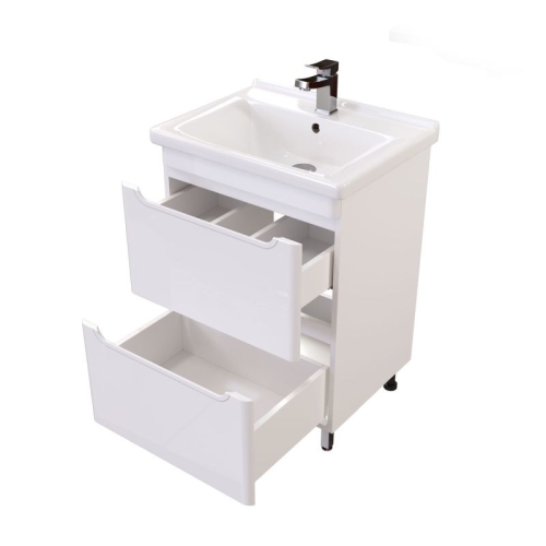 Тумба с раковиной Mirsant Сити 60, 80 напольная белая фото 5