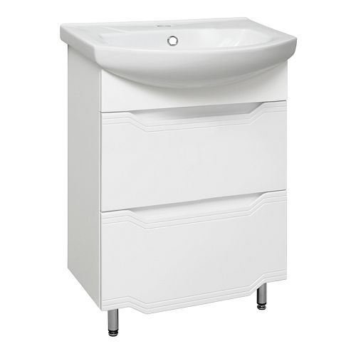 Тумба напольная с раковиной Aqua de Marco Viktoria 60 белая, 2 ящика
