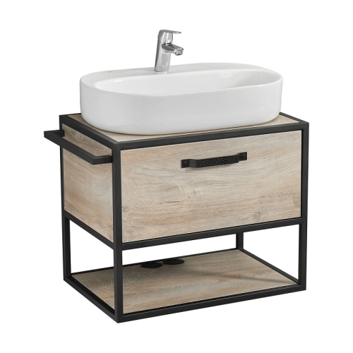 Тумба с раковиной Одри Round Aquaton Лофт Фабрик 65, 80 Дуб Эндгрейн