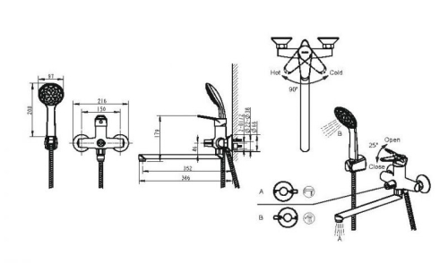 Смеситель для ванны с длинным изливом Bravat EMERALDA хром фото 2