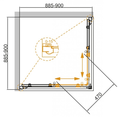 Душевое ограждение Cezares GIUBILEO-A-2-SCORREVOLE 80*80, 90*90, 100*100 стекло прозрачное, с матовым узором; профиль хром, бронза, золото фото 2