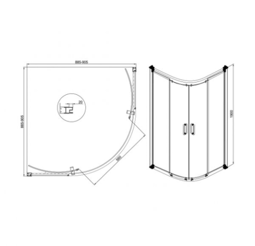 Душевое ограждение Affetto Omega 90*90, 100*100 бронза, золото фото 2