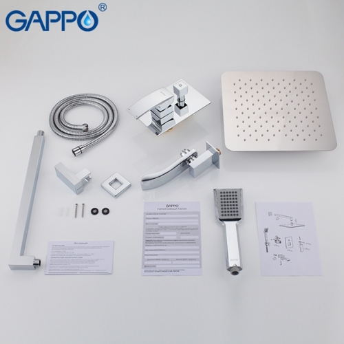 Встроенный смеситель для ванны с 3-функциями Gappo Jacob G7107 хром (душевой комплект) фото 7