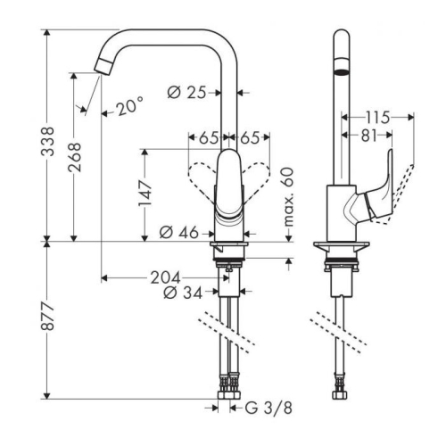 Смеситель для кухни Hansgrohe Focus M41 31820670 черный матовый фото 2
