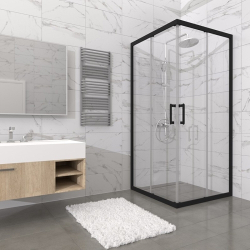 Душевое ограждение Triton Фикс-Блэк 80*80, 90*90, 100*100 стекло прозрачное 6мм фото 5