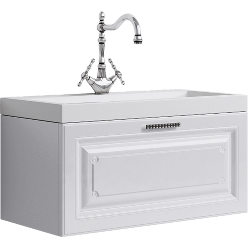 Тумба с умывальником Aqwella EMPIRE 80, 100 подвесная белая