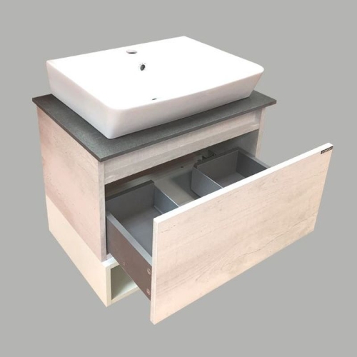 Тумба с умывальником Comforty Прага 60 75 90 120 дуб белый подвесная фото 4