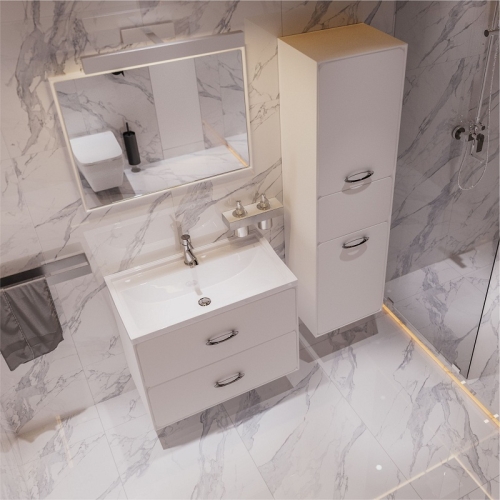 Тумба с раковиной Mirsant Viva 80, 100 подвесная, белая фото 6