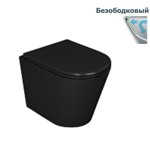 Унитаз подвесной безободковый D&K Venice DT1026025 черный с сидением микролифт