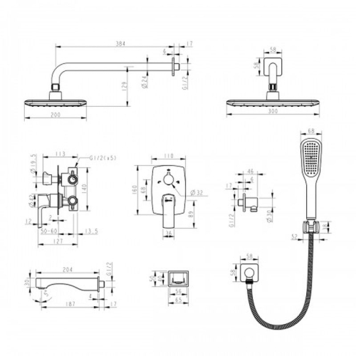 Смеситель встроенный для ванны на 3 полож Lemark URSUS LM7222BL черный фото 2