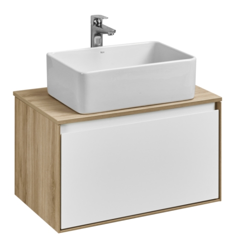 Тумба под раковину Aquaton Либерти 70, 90 Дуб Эльвезия/Белый глянец, столешница Дуб Эльвезия