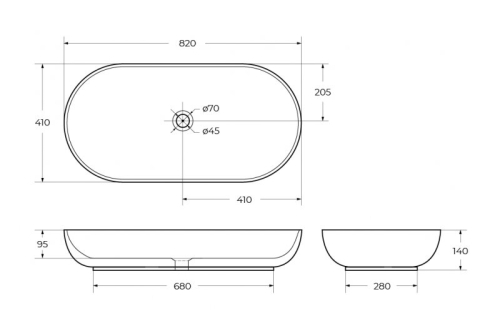Раковина накладная Belbagno BB1349 820х410х140мм фото 5