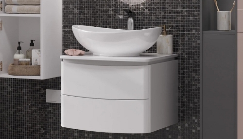 Тумба с раковиной Velvex Luna 60, 80, 100 белая подвесная фото 4