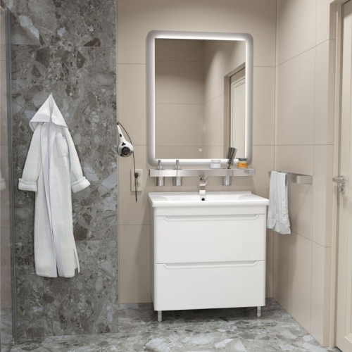 Тумба с раковиной Mirsant Сити 60, 80 напольная белая фото 2