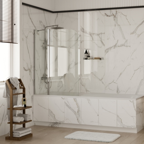 Шторка на ванну Wasserkraft Leine 35P 110 Fixed стекло прозрачное, профиль хром фото 2