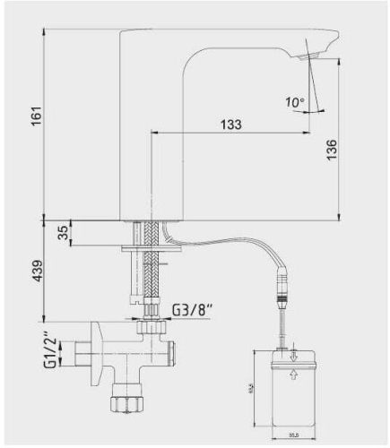 Смеситель сенсорный для раковины E.C.A Photoscell 108108037EX хром фото 2
