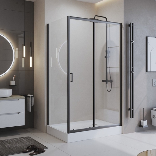 Душевой уголок Bel Bagno Uno-195-AH-1 120*80 профиль черный