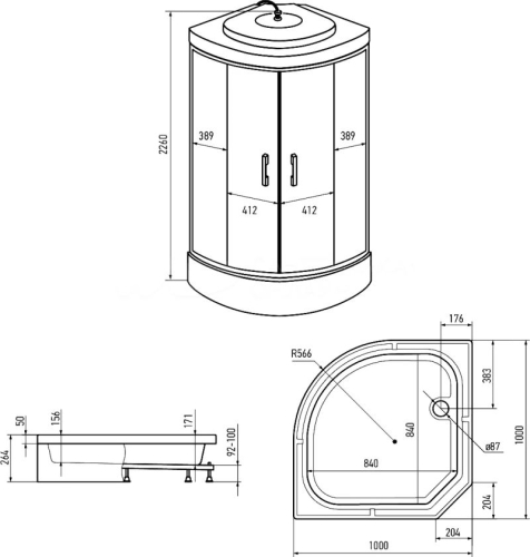 Душевая кабина ERLIT 100*100 ER351026-C3-RUS матовая фото 5