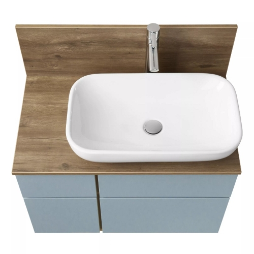 Тумба со столешницей ВЛДСП и раковиной Лола Aquaton Мишель 80, 100 Фьорд/Дуб Рустикальный, подвесная фото 4