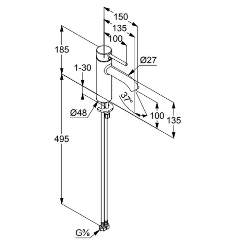 Смеситель для умывальника Kludi BOZZ 382820576 хром фото 2