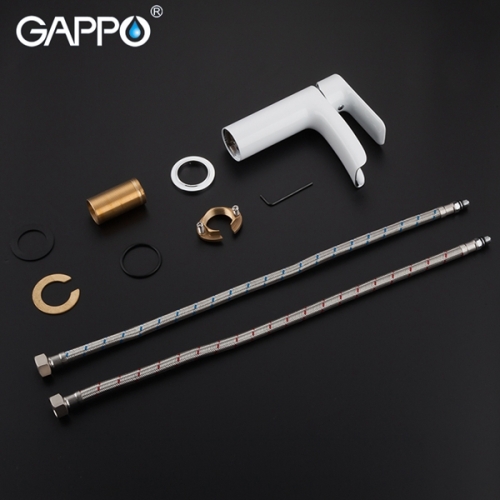 Смеситель с каскадным изливом для раковины Gappo Noar G1048-8 белый/хром фото 5