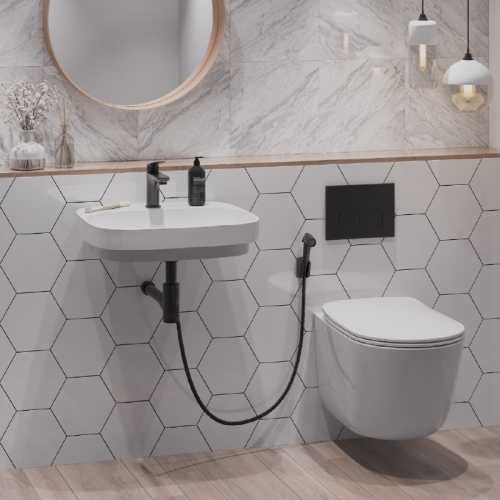 Смеситель с гигиеническим душем для раковины Paini Laguna LAYO205/574 черный фото 3