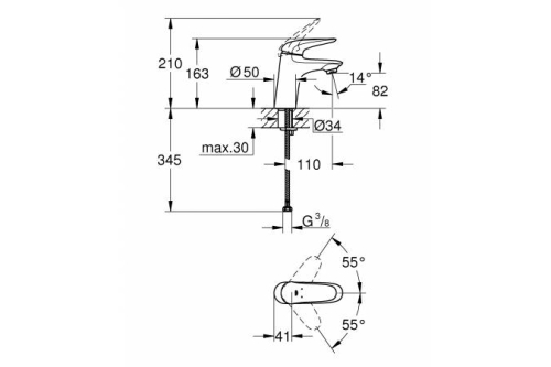 Смеситель для раковины Grohe Eurostyle, хром (23715003) фото 2