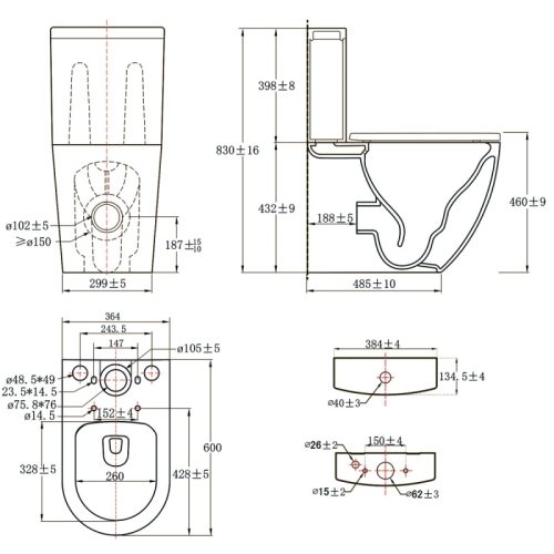 Унитаз напольный безободковый Azario Luma Tornado Flushing AZ-1253ST, смыв Торнадо фото 6